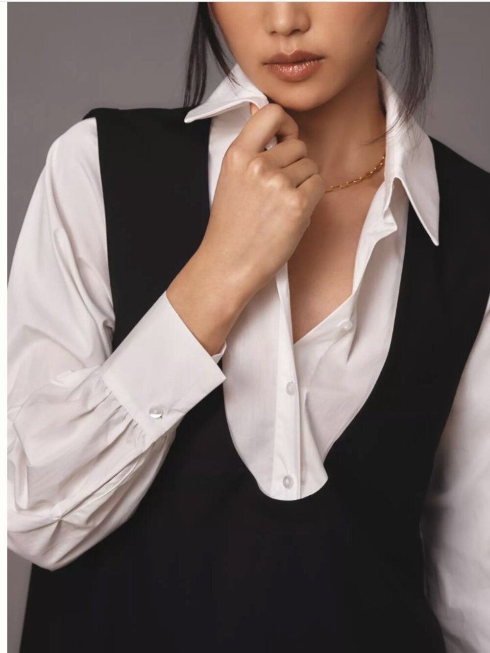 Maeve Long-Sleeve Twofer Pinafore Mini Dress - Picture 2 of 9